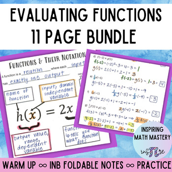 Preview of Function Notation & Evaluating Functions INB Notes & Practice BUNDLE