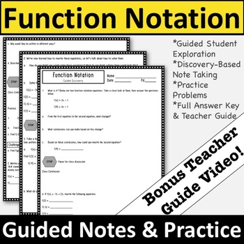 Preview of Function Notation Guided Notes & Practice