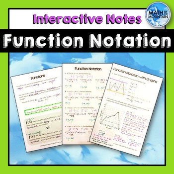 Preview of Function Notation Interactive Notebook Notes