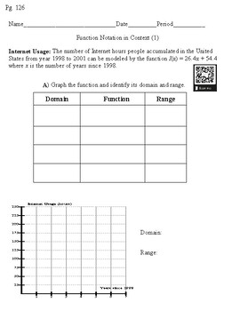 Preview of Function Notation (Linear Equations) in Context #1