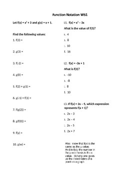 Collection of Function Notation Worksheet Answers - Bluegreenish