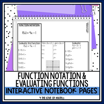 Preview of Function Notation and Evaluating Functions INB Pages