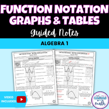 Preview of Function Notation with Graphs and Tables Guided Notes Lesson Algebra 1