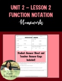 Function Notations - Homework Worksheet