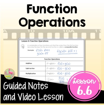 Preview of Function Operations Notes with Video (Unit 6)