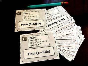 Function Operations Task Cards Activity by Scaffolded Math and Science