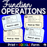 Function Operations Algebra Task Cards Activity - print an