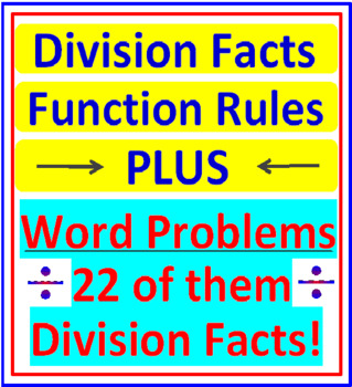 Preview of Function Rules with Division Facts PLUS Word Problems for Division Facts