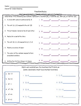 Preview of Function Skill Check [Algebra 2/Precalculus]