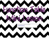 Function Table Mini Lesson