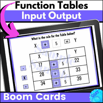 Preview of Function Tables Input Output Tables CCSS 4.OA.C.5 Digital Boom Cards 
