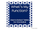 Function Tables ~ Input & Output for 6.EE.9