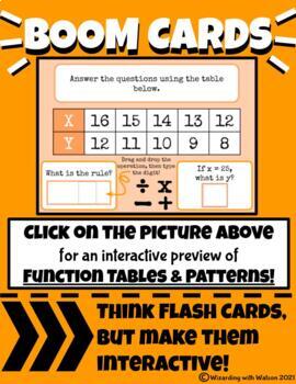 Preview of Function Tables & Patterns: Boom Cards