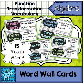 Preview of Function Transformations Vocabulary Word Wall Cards