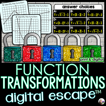 Preview of Function Transformations Digital Math Escape Room Activity