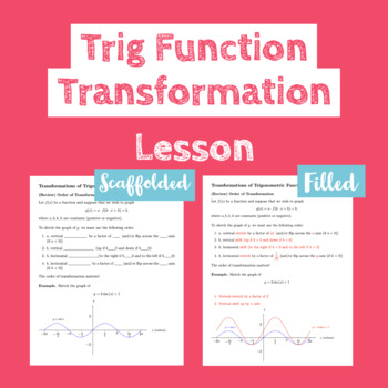 Preview of Transformations of Trigonometric Functions ( Filled-In + Scaffold ) Lesson