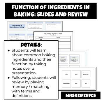 Preview of Function of Ingredients in Baking: Slides and Review | Culinary | FCS