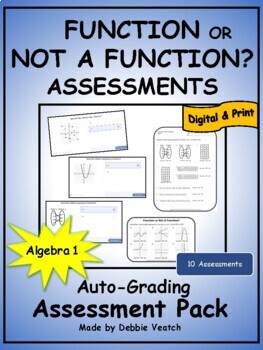 Preview of Function or Not a Function? Assessment Pack - Algebra 1 | Auto-Grading Digital