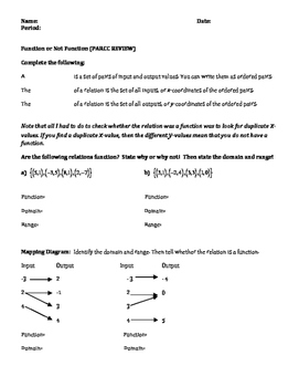 Preview of Function or not Function Worksheets (PARCC Review)