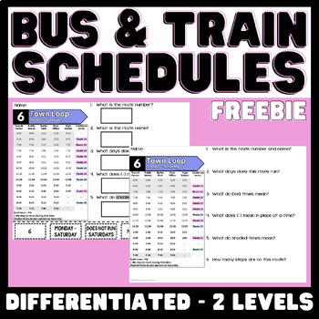 Preview of Bus & Train Schedules FREEBIE - Life Skills - Vocational - Special Education