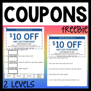 Preview of Life Skills - Coupons FREEBIE - Special Education - Functional Text