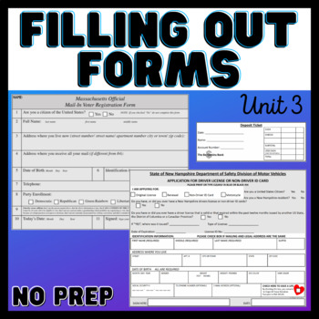 Preview of Functional Academics - Filling Out Forms Unit 3 - Life Skills