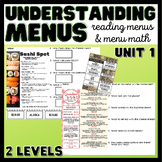 Understanding Menus Unit 1 - Reading Menus & Menu Math - L