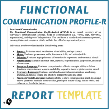 Preview of Functional Communication Profile Revised Template
