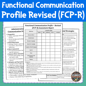 Preview of Functional Communication Profile Revised Template FCP Report Speech Therapy..