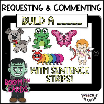 Preview of Functional Communication Requesting & Commenting Boom™ Cards Sentence Strips