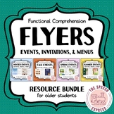 Functional Comprehension Flyers Bundle: Events, Menus, & I