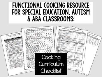 Preview of Functional Cooking Skills for Special Education, Autism or ABA Classroom