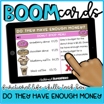 Preview of Functional Life Skills: Do They Have Enough Money BOOM CARDS {distance learning}