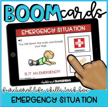 Preview of Functional Life Skills: Emergency Situation BOOM CARDS {distance learning}