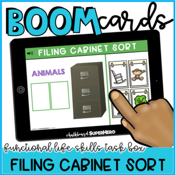 Preview of Functional Life Skills: Filing Cabinet Sort BOOM CARDS {distance learning}