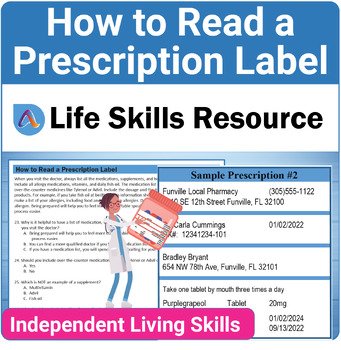 Preview of Independent Living Skills SPED Activity - How to Read a Prescription Label