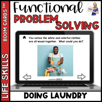 Preview of Functional Life Skills Problem Solving Boom Cards: Doing Laundry