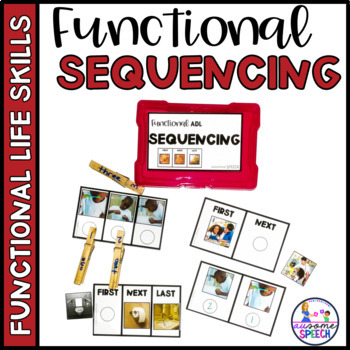 Preview of Functional Life Skills: Sequencing ADLs (2 Steps, 3 Steps, 4 Steps) Task Box