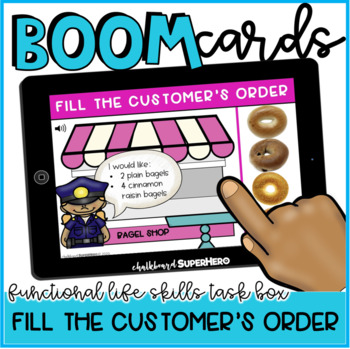 Preview of Functional Life Skills: The Bagel Shop BOOM CARDS {distance learning}