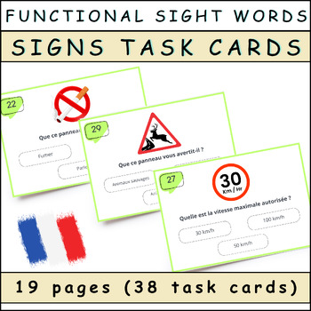 Preview of Functional Literacy Task Cards for Community Awareness - in French