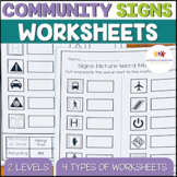 Safety Signs Worksheets - Functional Reading for Community Signs Sight Words