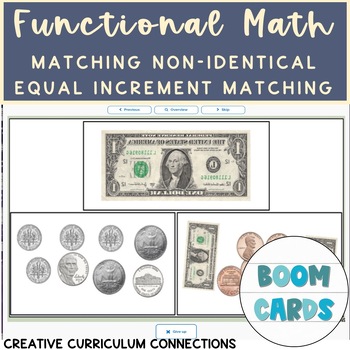 Preview of Functional Math Matching Non Identical Equal  Increments of Bills/Coins Boom