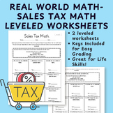 Functional Math - Sales Tax Math - Consumer Money Math Differentiated Worksheets