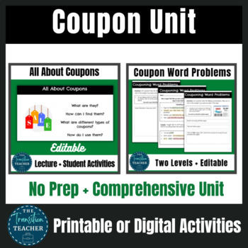 Preview of Functional Math Unit | Using Coupons | Digital or Print activities