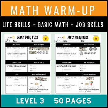 Preview of Math warm up Level 3 - Special Education- Life Skills