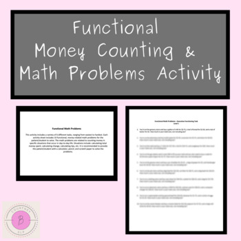 Preview of Functional Money Counting Math Activity Adult or Child Cognitive Speech Therapy