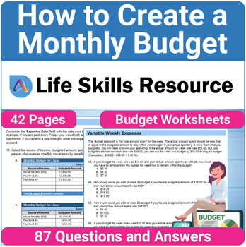 Preview of Budgeting SPED Activity and Worksheet for Teaching Personal Financial Literacy
