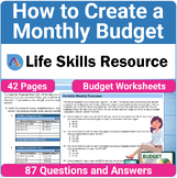 Budgeting SPED Activity and Worksheet for Teaching Persona