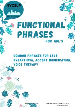 Preview of Functional Phrases for Activities of Daily Living ADL's
