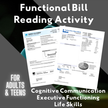 Preview of Functional Reading Electric & Water Bill, Credit Card Statement (ADULTS)